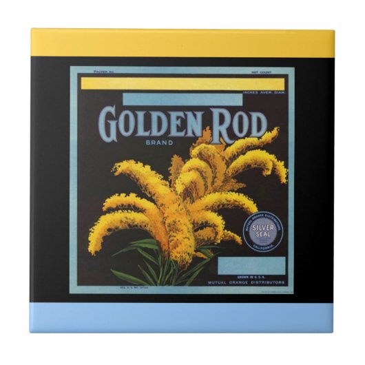 Golden Rod Oranje Crate Label Accent Tile Tegeltje (Voorkant)