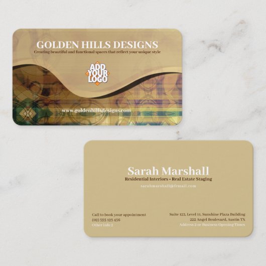 Golden Rolling Hills met Logo (verpakking van 25) Contactkaartje (Voorkant / Achterkant)