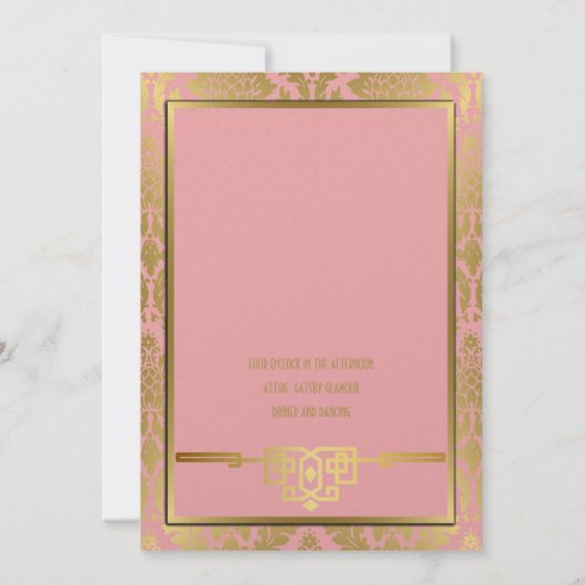 Golden Romance 1920s Art Deco Birthday Uitnodiging (Achterkant)
