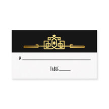 Golden Romance Art Deco Place Card