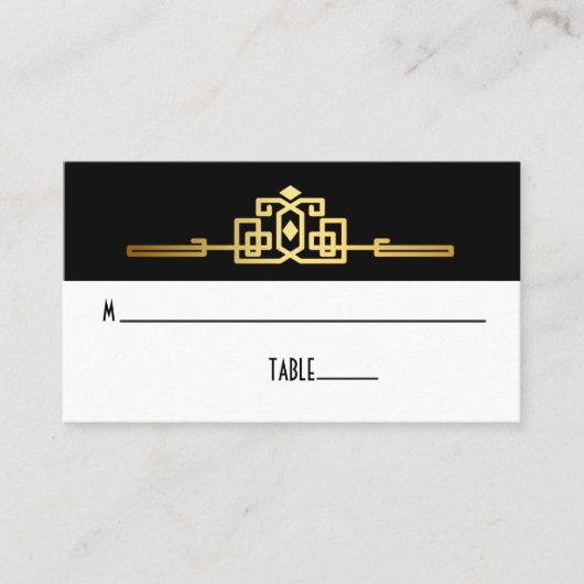 Golden Romance Art Deco Place Card Plaatskaartje (Voorkant)