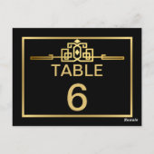 Golden Romance Art Deco Tafelnummer Kaart (Achterkant)