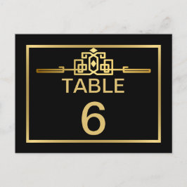 Golden Romance Art Deco Tafelnummer Kaart