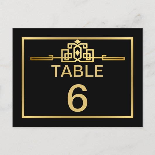 Golden Romance Art Deco Tafelnummer Kaart (Voorkant)