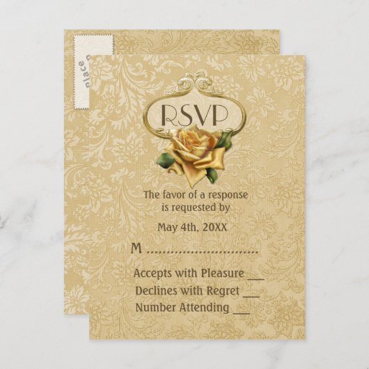 Golden Roos 50e Jubileum RSVP Uitnodiging Briefkaart (Voorkant / Achterkant)