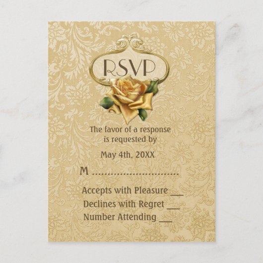 Golden Roos 50e Jubileum RSVP Uitnodiging Briefkaart (Voorkant)