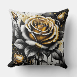 Golden Roos Abstract Kussen