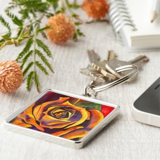 Golden Roos Art Sleutelhanger (Zijkant)