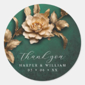 Golden roos bruiloft dank u ronde sticker (Voorkant)