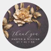 Golden roos bruiloft dank u ronde sticker (Voorkant)