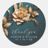Golden roos bruiloft dank u ronde sticker (Voorkant)