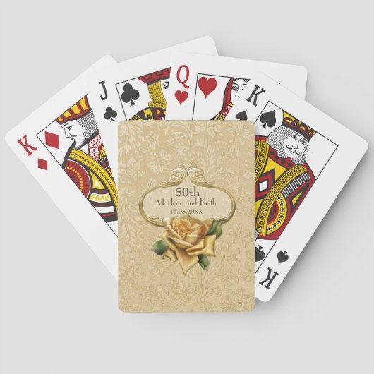 Golden Roos Damask 50th Wedding A Speelkaarten (Achterkant)