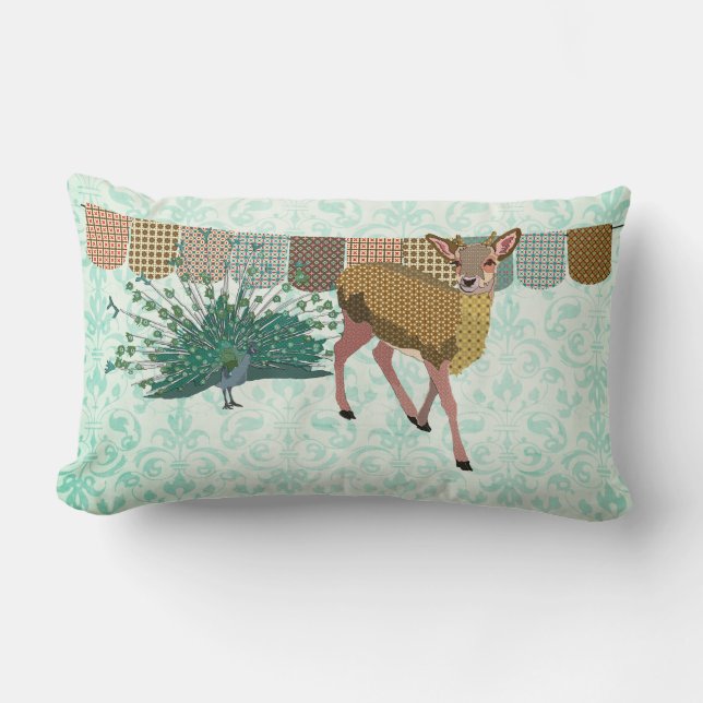 Golden Roos Deer & Peacock Mojo Pillow Kussen (Voorkant)