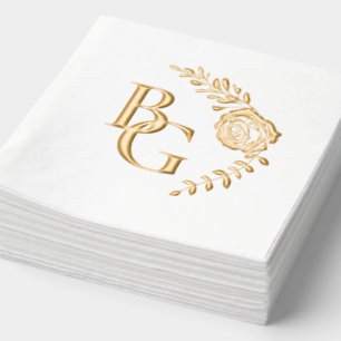 Golden roos Design bruiloft Folie Servetten