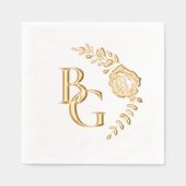 Golden roos Design bruiloft Folie Servetten (Voorkant)
