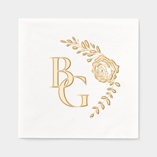 Golden roos Design bruiloft Folie Servetten (Voorkant)