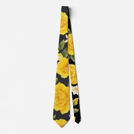 Golden Roos Elegance op zwart Stropdas (Voorkant)
