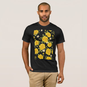 Golden Roos Elegance op zwart T-shirt