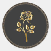 Golden Roos Elegance Ronde Sticker (Voorkant)
