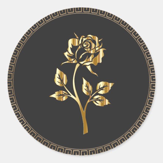 Golden Roos Elegance Ronde Sticker (Voorkant)