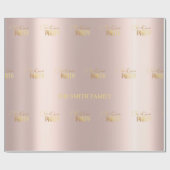 Golden roos elegantie, kerstfeestpap cadeaupapier (Vlak)