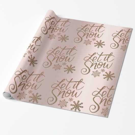 Golden roos en gouden sneeuwvlokken, inpakpapier (Uitgerold)