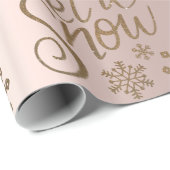 Golden roos en gouden sneeuwvlokken, inpakpapier (Rol Hoek)