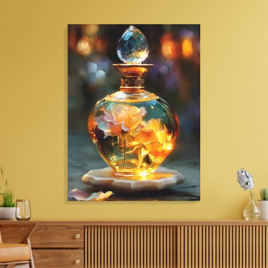 Golden Roos Essence – Luminous Fantasy Parfum Canvas Afdruk (Insitu (Woonkamer))