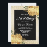 Golden Roos Glitter Floral 21st Birthday Invite Kaart<br><div class="desc">Golden Roos Glitter Floral 21st Birthday Invite Zie passend collectie in voorraad</div>