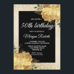 Golden Roos Glitter Floral 50th Birthday Invite Kaart<br><div class="desc">Golden Roos Glitter Floral 50th Birthday Invite Bekijk passend collectie in voorraad</div>