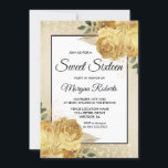 Golden Roos Glitter Floral Sweet 16 Invite Kaart<br><div class="desc">Golden Roos Glitter Floral Sweet 16 Invite See matching collectie in store</div>