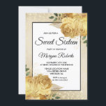 Golden Roos Glitter Floral Sweet 16 Invite Kaart<br><div class="desc">Golden Roos Glitter Floral Sweet 16 Invite See matching collectie in store</div>
