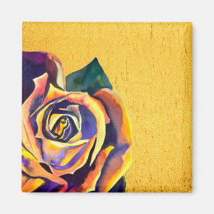 Golden Roos Gothic waterverf art Magneet