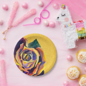 Golden Roos Gothic waterverf art Papieren Bordje (Feest)