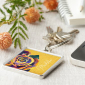 Golden Roos Gothic waterverf art Sleutelhanger (Zijkant)