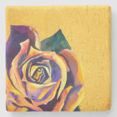 Golden Roos Gothic waterverf art Stenen Onderzetter (Voorkant)