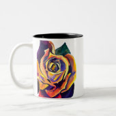 Golden Roos Gothic waterverf art Tweekleurige Koffiemok (Links)