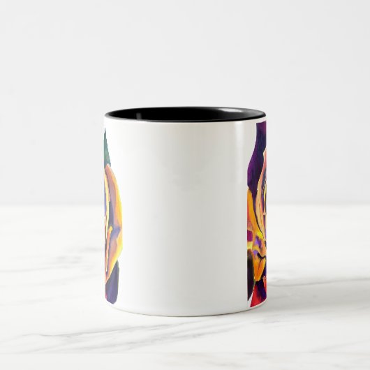 Golden Roos Gothic waterverf art Tweekleurige Koffiemok (Center)