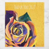 Golden Roos Gothic waterverf art Wijn Etiket (Enkel label)