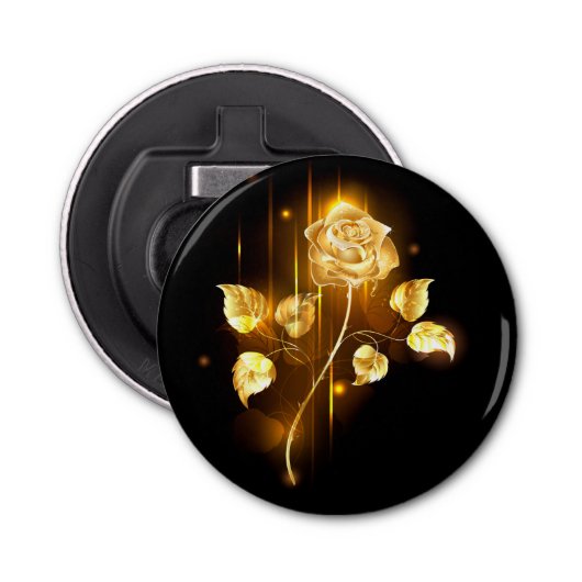 Golden roos (gouden roos) button flesopener (Voorkant)