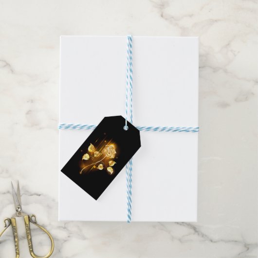 Golden roos (gouden roos) cadeaulabel (Met Touw)