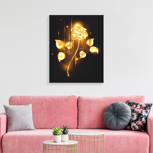 Golden roos (gouden roos) canvas afdruk (Insitu (Woonkamer))