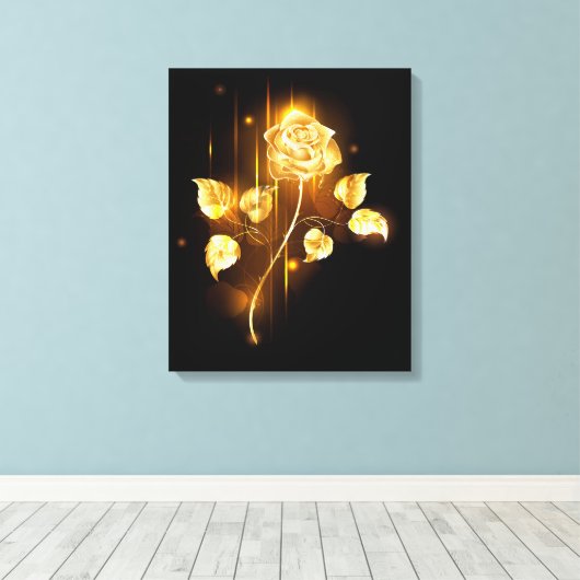 Golden roos (gouden roos) canvas afdruk (Insitu (Houten vloer))