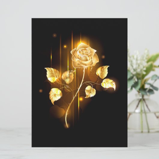 Golden roos (gouden roos) feestdagenkaart (Staand voorkant)