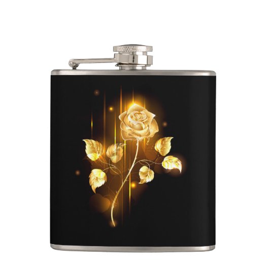 Golden roos (gouden roos) heupfles (Voorkant)