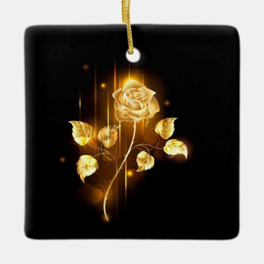 Golden roos (gouden roos) keramisch ornament (Voorkant)