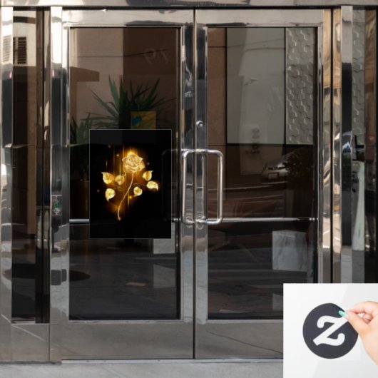 Golden roos (gouden roos) raamsticker (Kantoordeur)