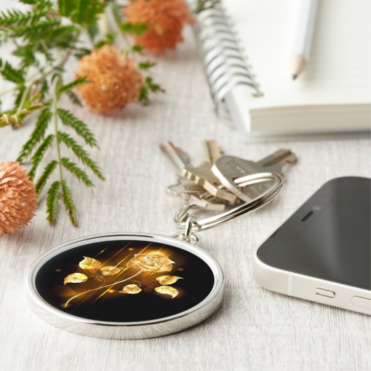 Golden roos (gouden roos) sleutelhanger (Zijkant)