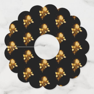 Golden roos (gouden roos) wijnglaslabel