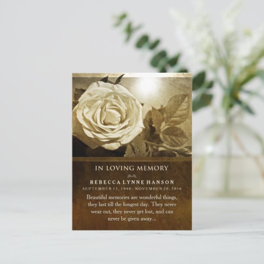 Golden Roos in geheugensympathie bedankt Briefkaar Briefkaart (Staand voorkant)